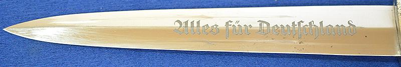 NSKK DAGGER 1933 MODEL BY SHUTTELHOFER COMPLETE WITH HANGER.