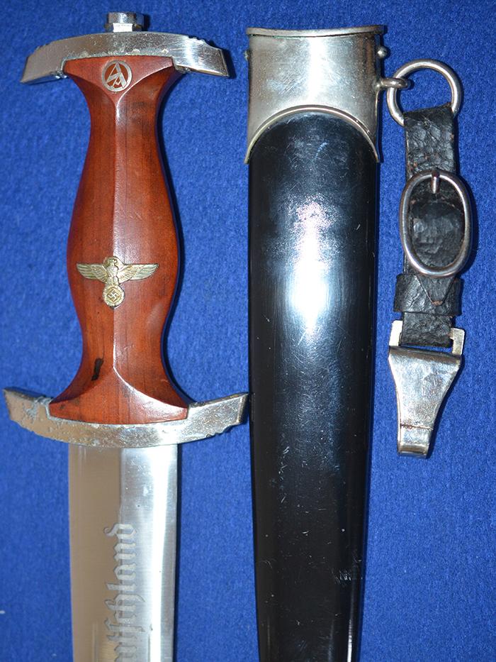 NSKK DAGGER 1933 MODEL BY SHUTTELHOFER COMPLETE WITH HANGER.