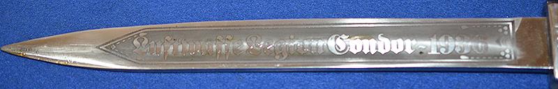 THIRD REICH K98 BAYONET WITH POST WAR LUFTWAFFE ETCHED BLADE.