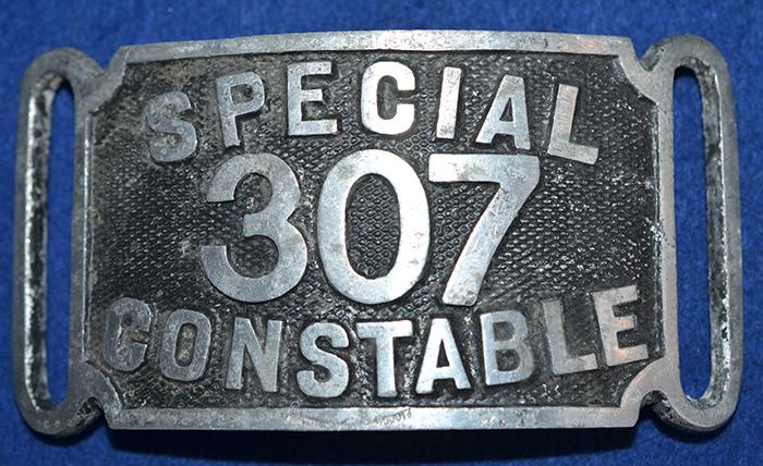 PAIR OF BRITISH SPECIAL CONSTABLE 1920'S POLICE BUCKLES.