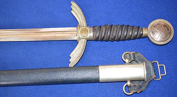 LUFTWAFFE OFFICERS SWORD BY HELBIG WITH ISSUE STAMPS AND COMPLETE WITH HANGER.