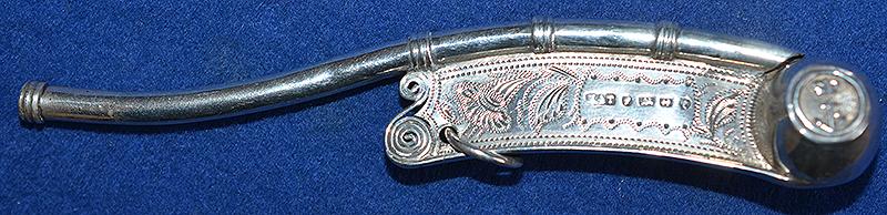 VICTORIAN ROYAL NAVAL SILVER HALLMARKED MIDSHIPMANS WHISTLE.