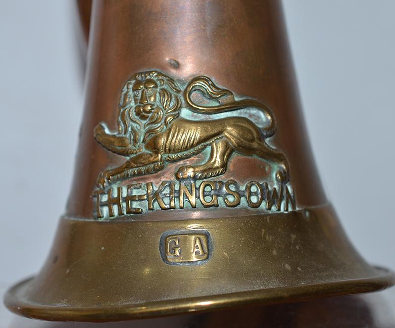 BRITISH WW1 MILITARY BUGLE, KINGS OWN REGIMENT.