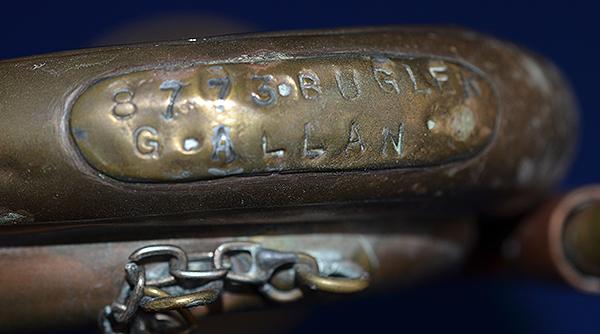 BRITISH WW1 MILITARY BUGLE, KINGS OWN REGIMENT.