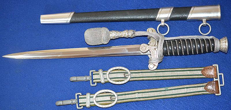LAND CUSTOMS OFFICERS DAGGER BY HORSTER COMPLETE WITH STRAPS AND KNOT, SUPERB NEAR MINT EXAMPLE.