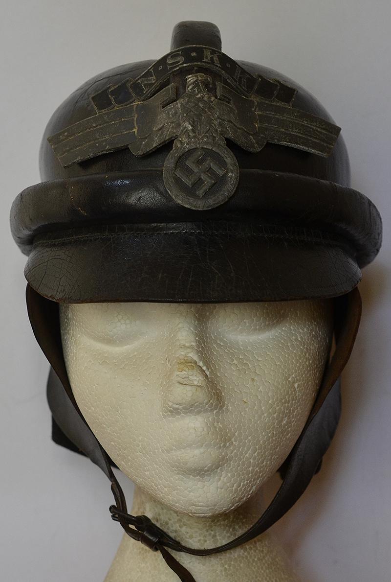 THIRD REICH NSKK CRASH HELMET WITH 2ND PATTERN  NSKK HELMET PLATE.