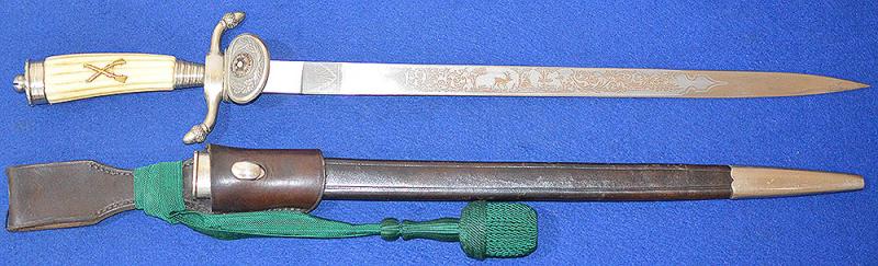 THIRD REICH RIFLE ASSOCIATION DAGGER BY ALCOSO COMPLETE WITH KNOT AND FROG HANGER.