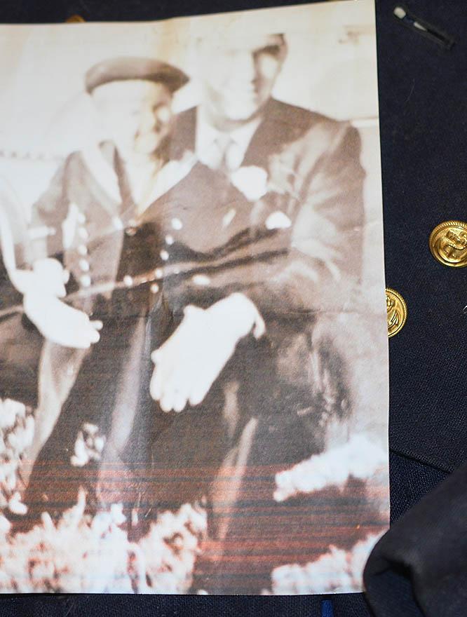 GERMAN 1930's CHILDS NAVAL UNIFORM WITH PHOTOGRAPH OF THE BOY WEARING THIS ACTUAL UNIFORM.