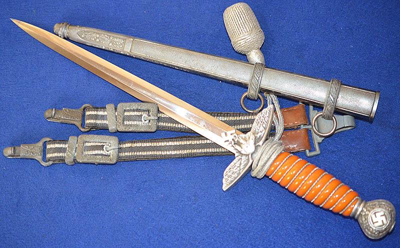 LUFTWAFFE 2ND MODEL DAGGER BY EICKHORN COMPLETE WITH STRAPS AND KNOT.