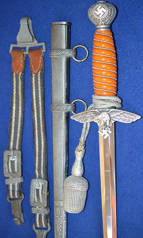LUFTWAFFE 2ND MODEL DAGGER BY EICKHORN COMPLETE WITH STRAPS AND KNOT.