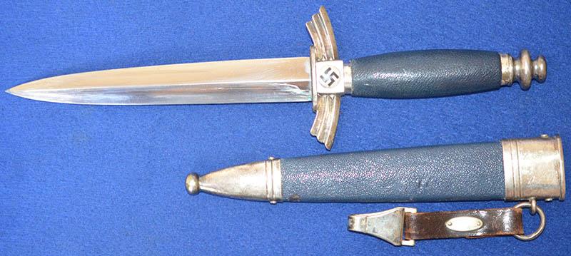 THIRD REICH NSFK FLYERS DAGGER BY HELLER (THE BALLOON MAN)  COMPLETE WITH HANGER.