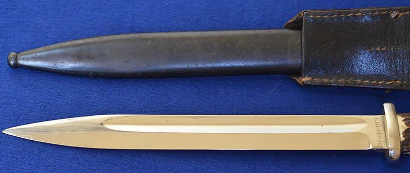 THIRD REICH K98 COMBAT BAYONET PERSONALISED WITH STAG HORN GRIP PLATES.