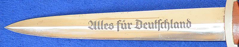 GERMAN NSKK 33 MODEL DAGGER, RZM EXAMPLE BY EICKHORN COMPLETE WITH HANGER.