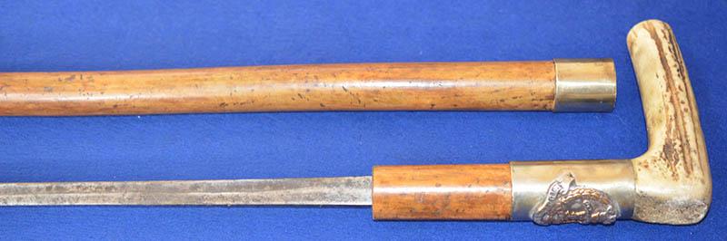 BRITISH WW1 OFFICERS SWORD STICK, MIDDLESEX REGIMENT.