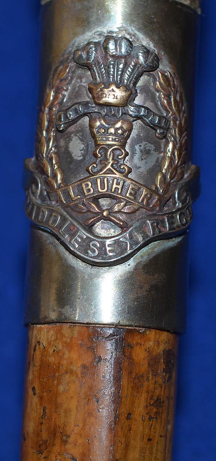 BRITISH WW1 OFFICERS SWORD STICK, MIDDLESEX REGIMENT.