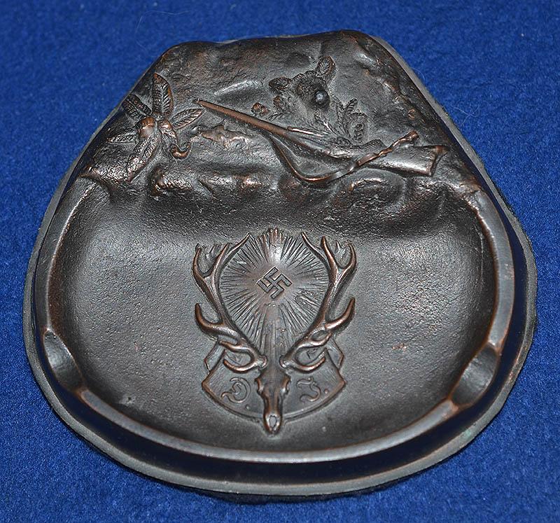 THIRD REICH BRONZE HUNTING ASSOCIATIATION ASH TRAY.