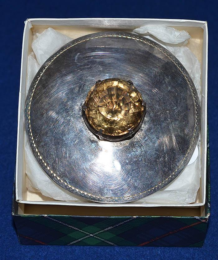 SCOTTISH SILVER PLAID BROOCH KILT BADGE.